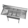 Koolmore 3 Compartment Stainless Steel NSF Commercial Kitchen Sink with Right and Left Drainboards SC101410-12B3